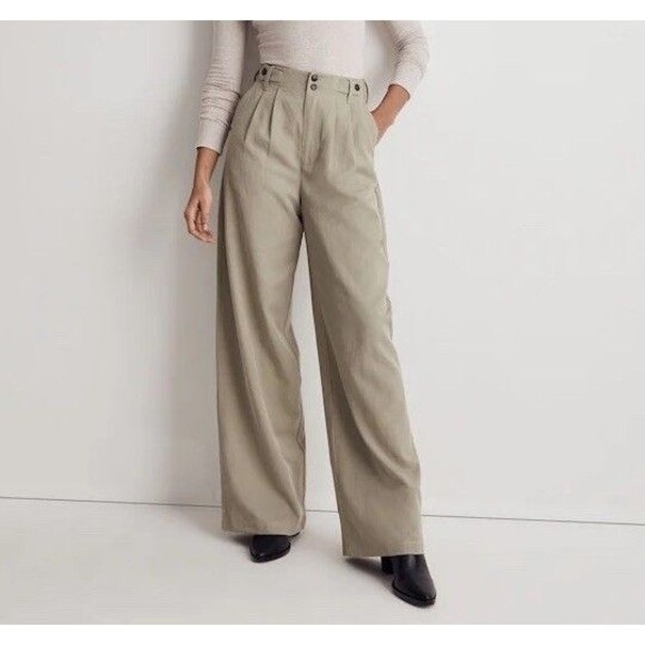 Madewell The Harlow Wide-Leg Trouser Pants in Beige Size 4T - Picture 1 of 12